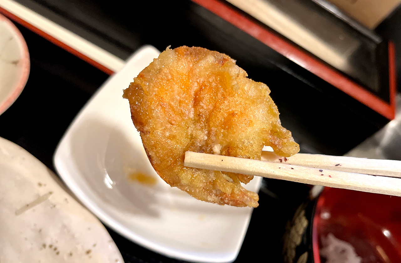 居酒屋 あいしま 手打ちそば定食の天ぷら
